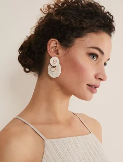 Jewellery^Phase Eight Beaded Fan Drop Earrings Cream