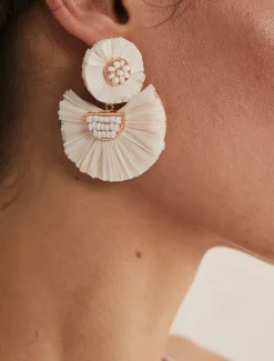 Jewellery^Phase Eight Beaded Fan Drop Earrings Cream