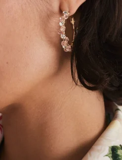 Jewellery^Phase Eight Beaded Hoop Earrings Gold