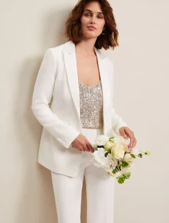 Jackets^Phase Eight Beatriz White Satin Bridal Blazer Ivory