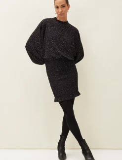 Dresses^Phase Eight Becca Spot Print Dress Black/Ivory