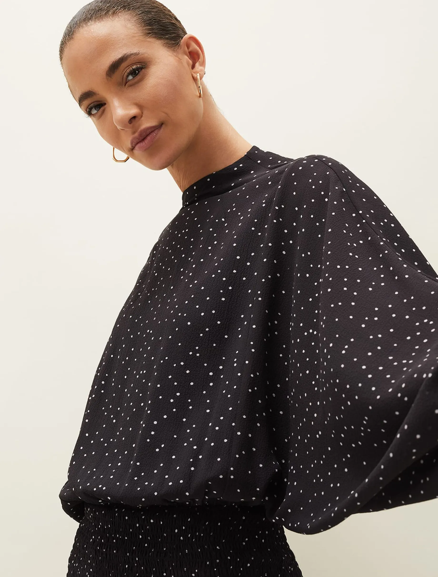 Dresses^Phase Eight Becca Spot Print Dress Black/Ivory
