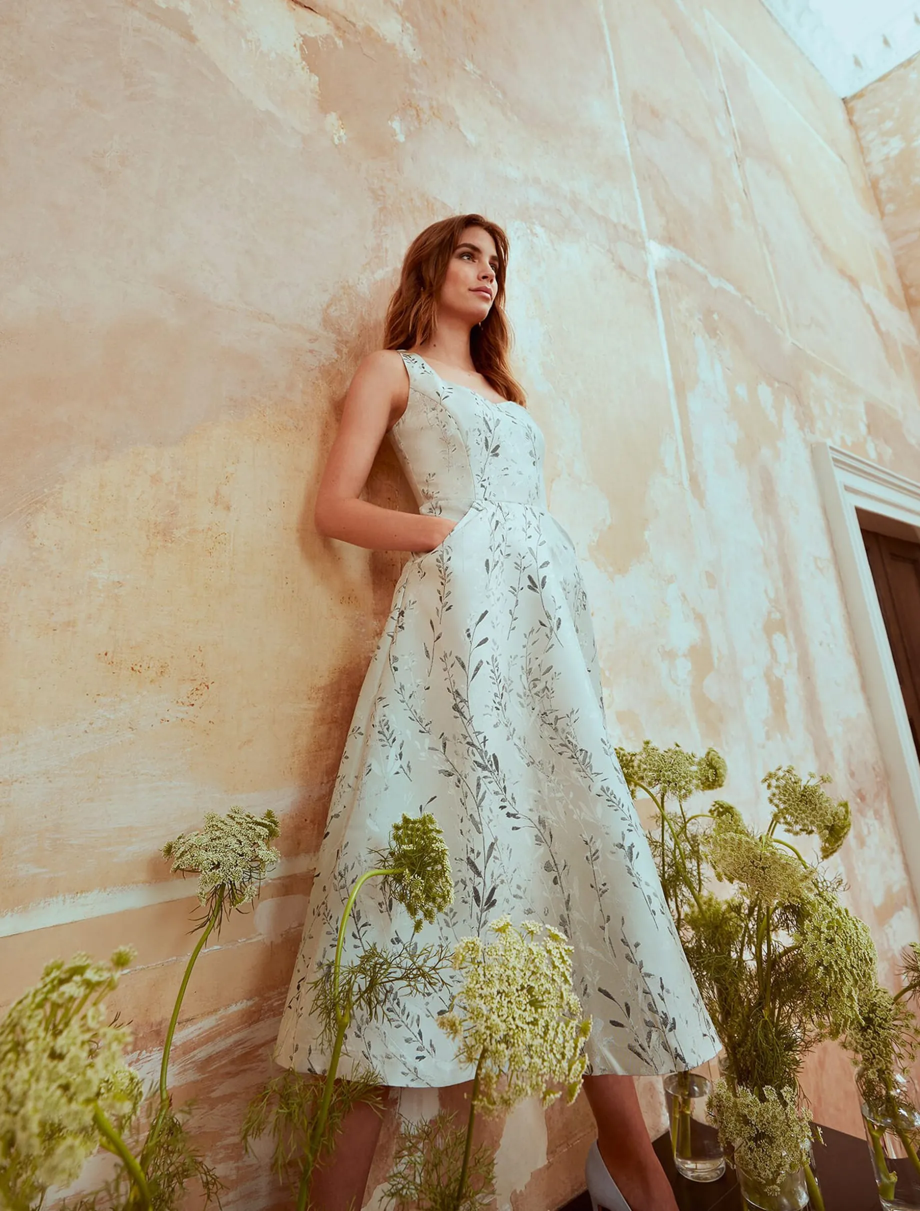 Dresses^Phase Eight Becka Floral Jacquard Fit And Flare Dress Eau De Nil