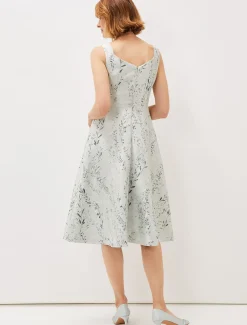 Dresses^Phase Eight Becka Floral Jacquard Fit And Flare Dress Eau De Nil