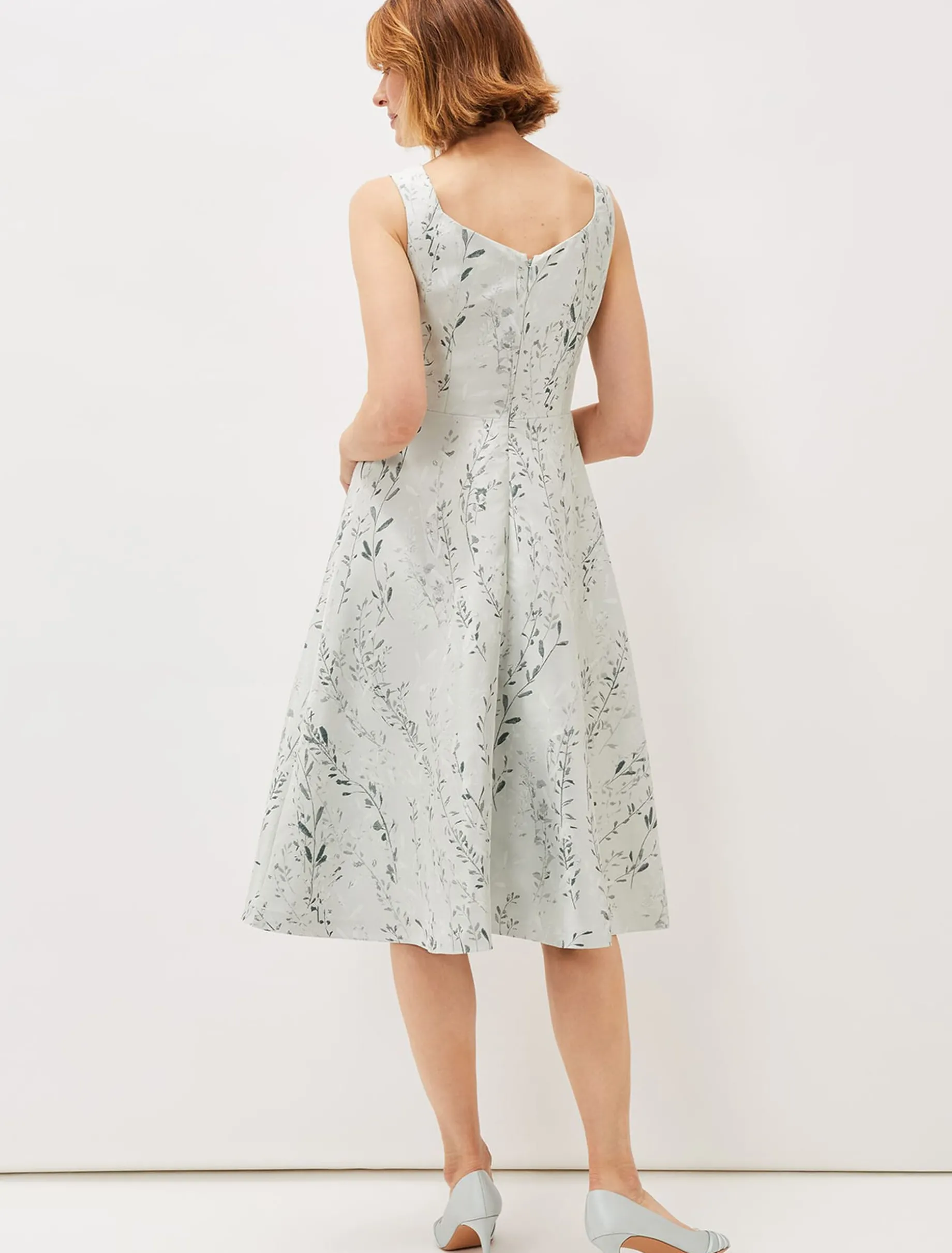 Dresses^Phase Eight Becka Floral Jacquard Fit And Flare Dress Eau De Nil