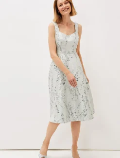 Dresses^Phase Eight Becka Floral Jacquard Fit And Flare Dress Eau De Nil