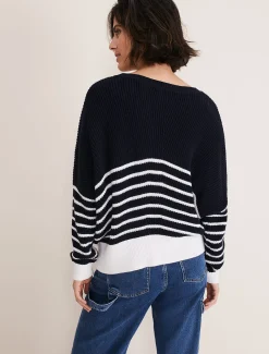 Knitwear^Phase Eight Bella Wool Blend Stripe Jumper Navy/Ivory