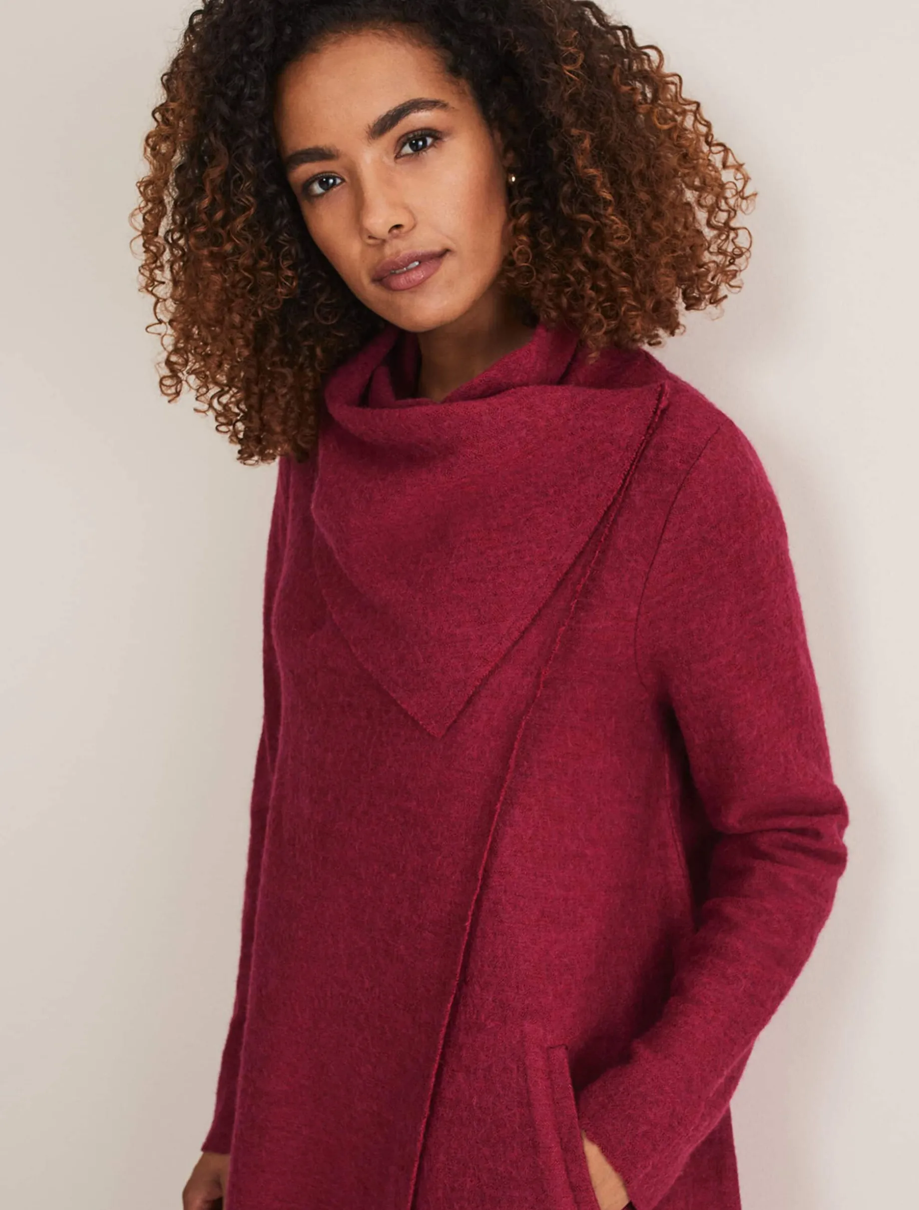 Coats^Phase Eight Bellona Knit Coat Raspberry