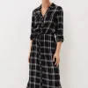 Dresses^Phase Eight Bernadette Check Midi Dress Black/Ivory