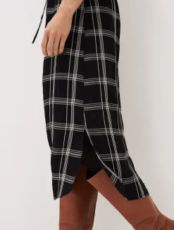 Dresses^Phase Eight Bernadette Check Midi Dress Black/Ivory