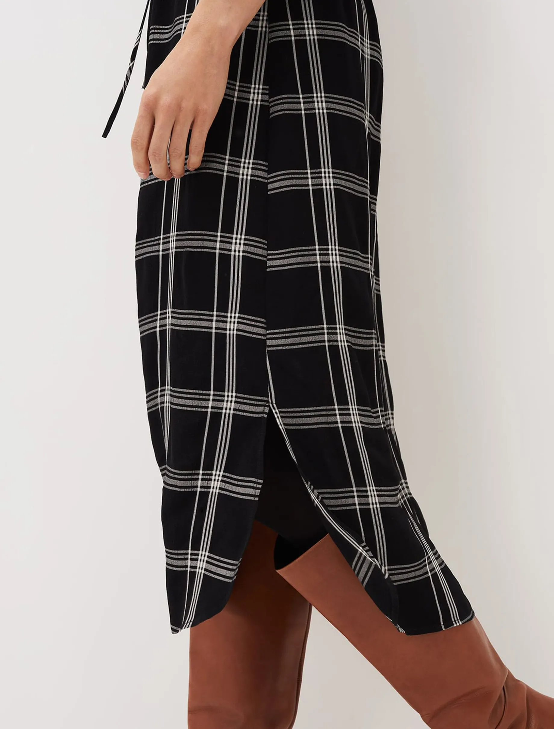 Dresses^Phase Eight Bernadette Check Midi Dress Black/Ivory