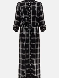 Dresses^Phase Eight Bernadette Check Midi Dress Black/Ivory