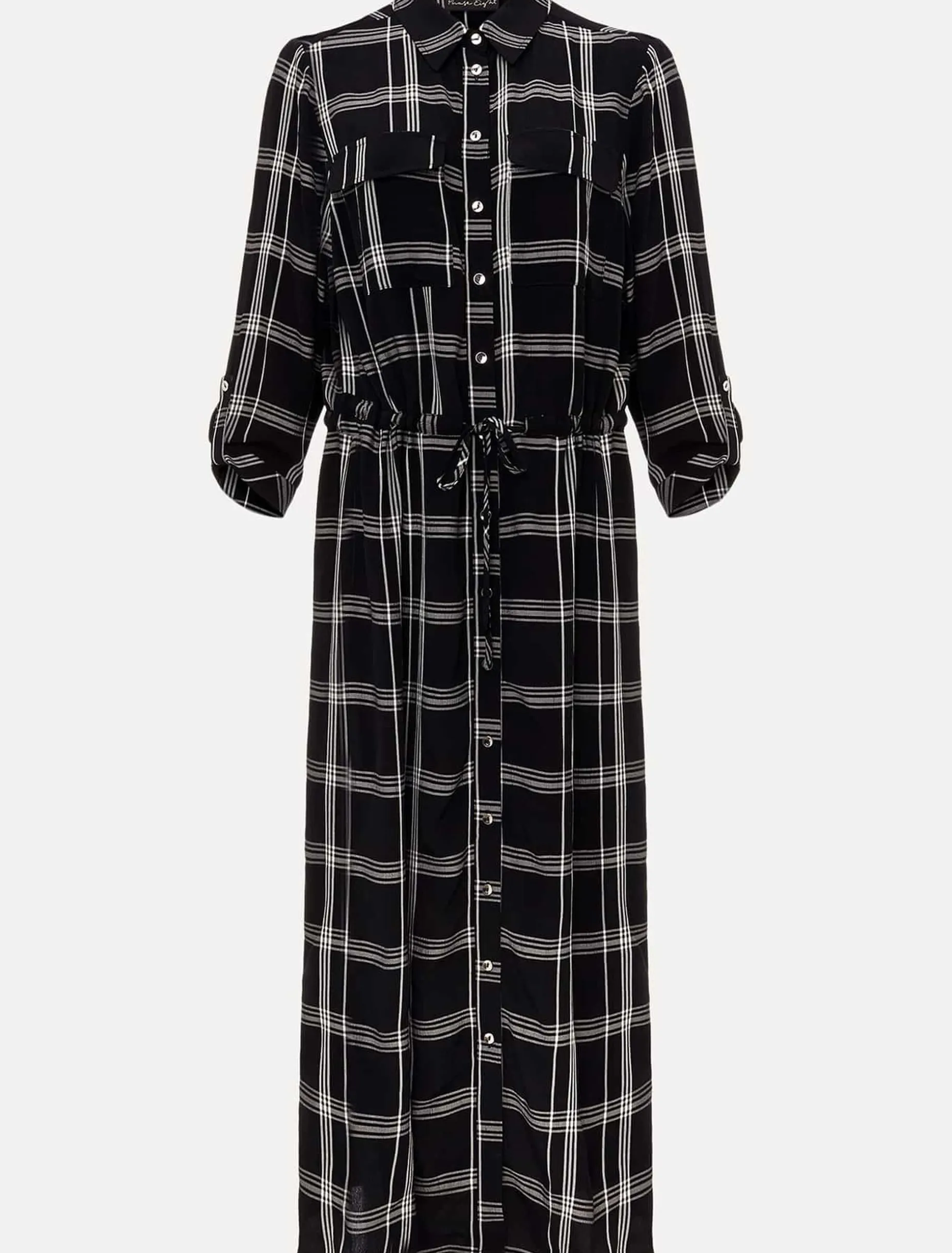 Dresses^Phase Eight Bernadette Check Midi Dress Black/Ivory