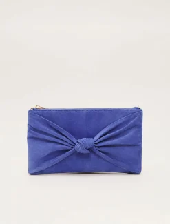 Bags^Phase Eight Blue Suede Clutch Bag Foxglove Blue
