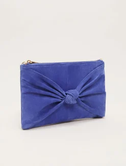 Bags^Phase Eight Blue Suede Clutch Bag Foxglove Blue