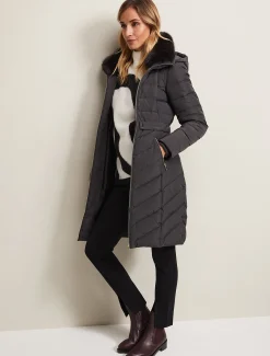 Coats^Phase Eight Bobbie Midi Puffer Charcoal