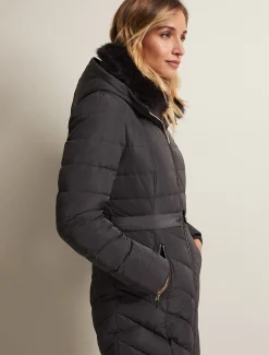 Coats^Phase Eight Bobbie Midi Puffer Charcoal