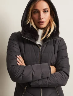 Coats^Phase Eight Bobbie Midi Puffer Charcoal