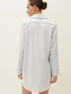 Pyjamas^Phase Eight Bobby Stripe Nightshirt Slate/Ivory