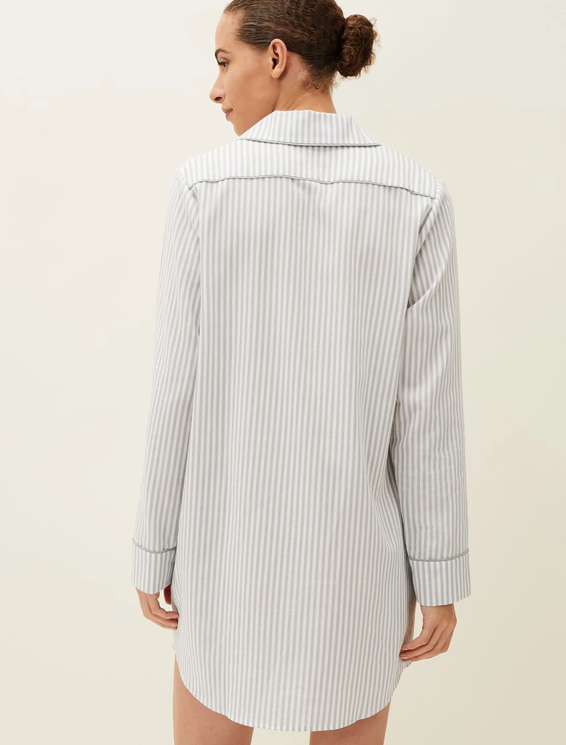 Pyjamas^Phase Eight Bobby Stripe Nightshirt Slate/Ivory