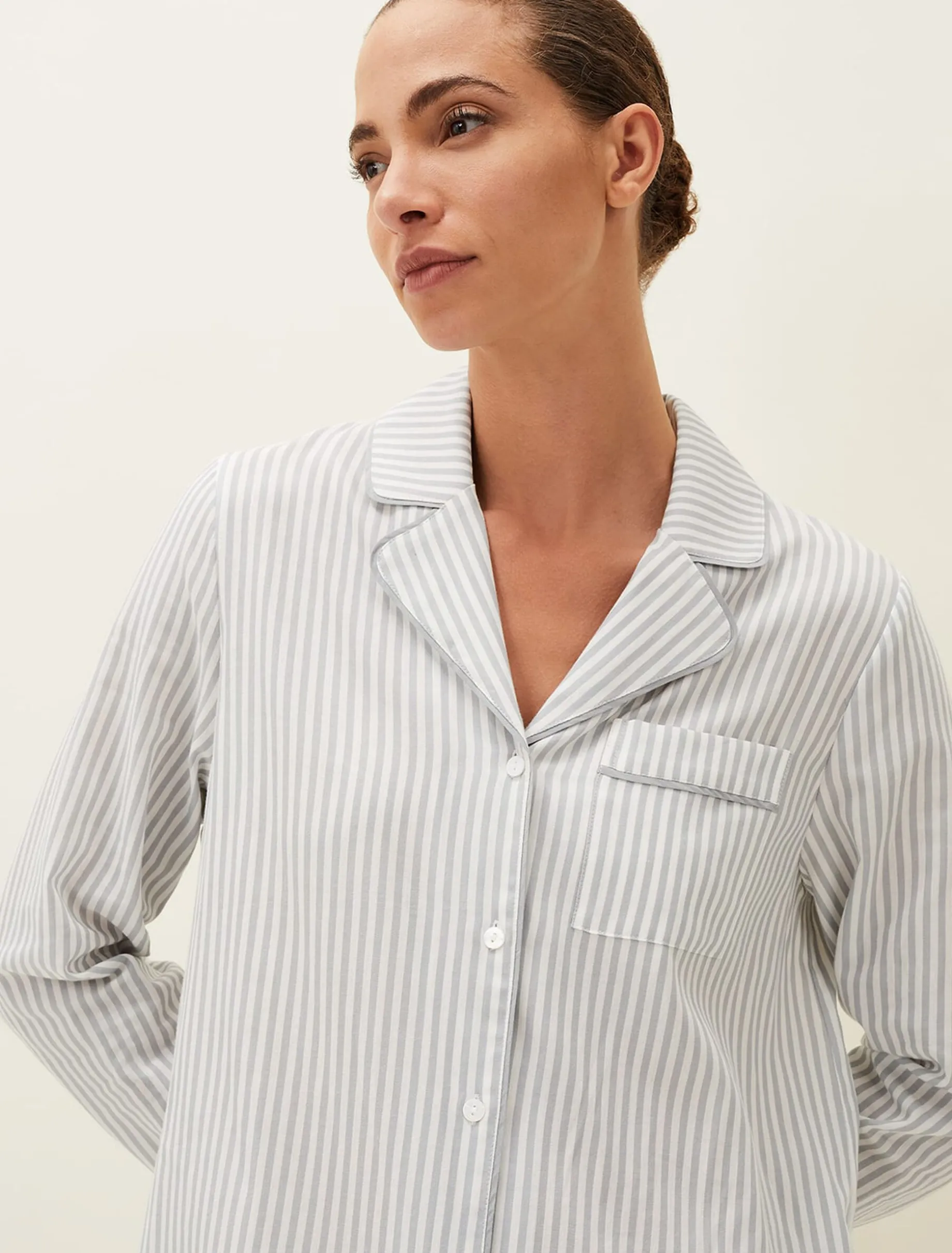 Pyjamas^Phase Eight Bobby Stripe Nightshirt Slate/Ivory