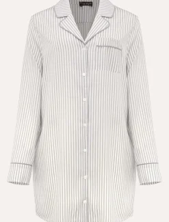 Pyjamas^Phase Eight Bobby Stripe Nightshirt Slate/Ivory