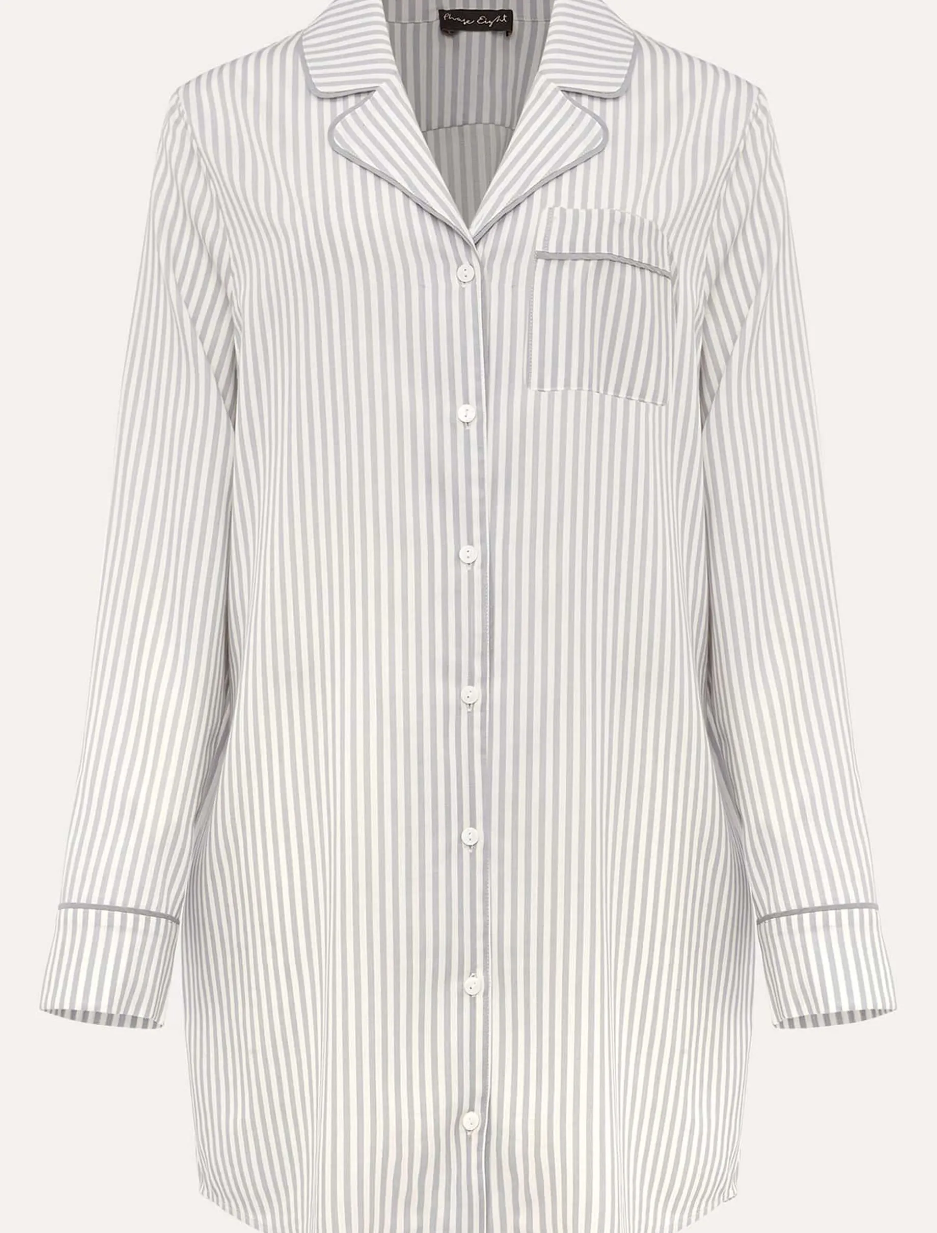 Pyjamas^Phase Eight Bobby Stripe Nightshirt Slate/Ivory