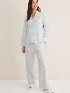 Pyjamas^Phase Eight Bobby Stripe Pyjama Set Eau De Nil/Ivory