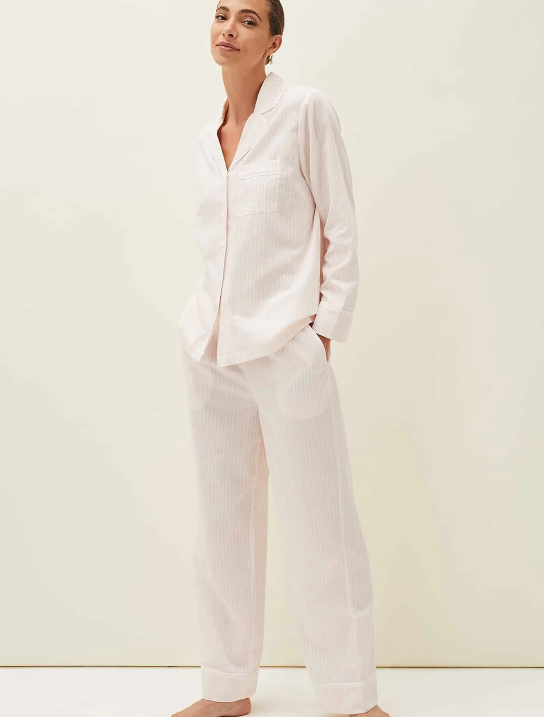 Pyjamas^Phase Eight Bobby Stripe Pyjama Set Pink/Ivory
