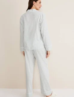 Pyjamas^Phase Eight Bobby Stripe Pyjama Set Eau De Nil/Ivory
