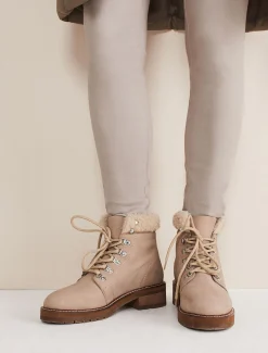 Boots^Phase Eight Borg Trim Hiker Boot Stone