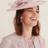 Fascinators & Hats^Phase Eight Bow And Feather Disc Fascinator Antique Rose