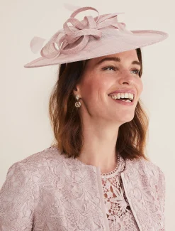Fascinators & Hats^Phase Eight Bow And Feather Disc Fascinator Antique Rose