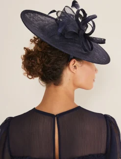 Fascinators & Hats^Phase Eight Bow And Feather Disc Fascinator Navy