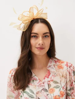 Fascinators & Hats^Phase Eight Bow And Feather Headband Pale Yellow