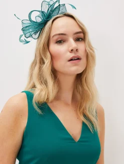 Fascinators & Hats^Phase Eight Bow And Feather Headband Jade
