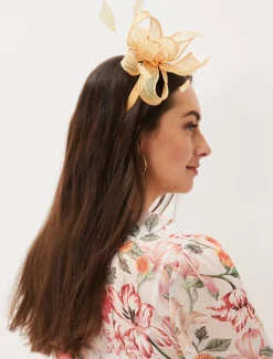 Fascinators & Hats^Phase Eight Bow And Feather Headband Pale Yellow