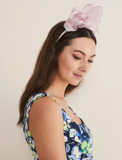 Fascinators & Hats^Phase Eight Bow And Feather Headband Misty Mauve