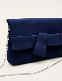 Bags^Phase Eight Bow Front Clutch Bag Deep Ocean