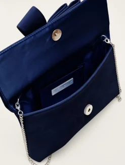 Bags^Phase Eight Bow Front Clutch Bag Deep Ocean