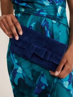 Bags^Phase Eight Bow Front Clutch Bag Deep Ocean