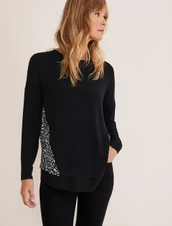 Tops & T-Shirts^Phase Eight Bregitta Front Seam Top Black/Ivory