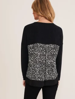 Tops & T-Shirts^Phase Eight Bregitta Front Seam Top Black/Ivory