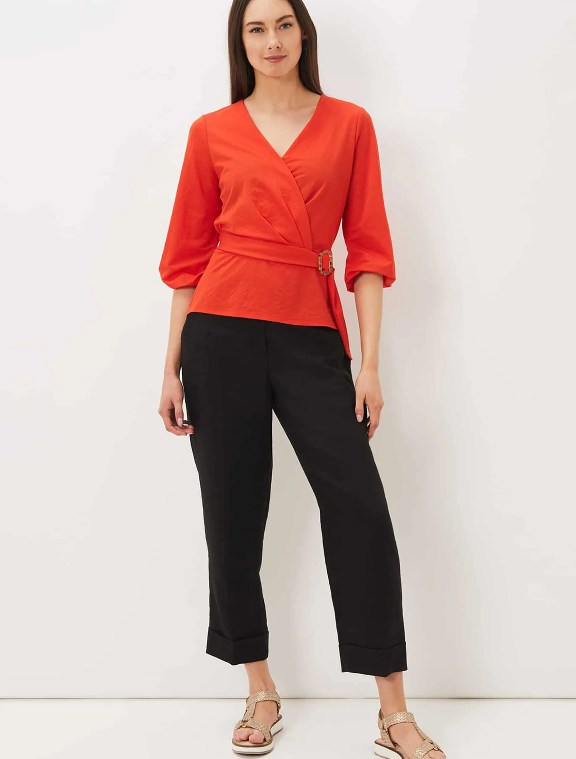 Tops & T-Shirts^Phase Eight Brigitte Wrap Buckle Top Chilli Red