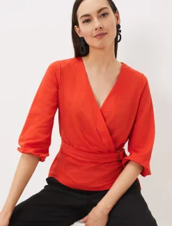 Tops & T-Shirts^Phase Eight Brigitte Wrap Buckle Top Chilli Red
