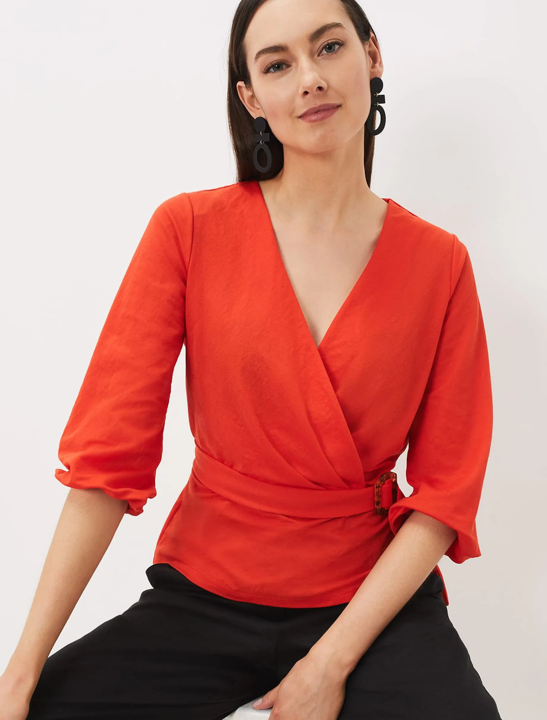 Tops & T-Shirts^Phase Eight Brigitte Wrap Buckle Top Chilli Red