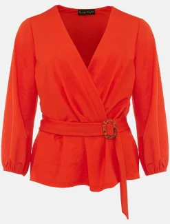 Tops & T-Shirts^Phase Eight Brigitte Wrap Buckle Top Chilli Red