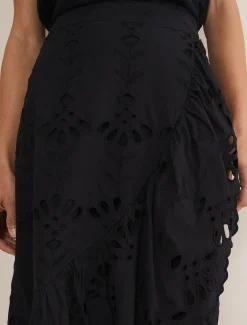Skirts^Phase Eight Broderie Wrap Maxi Skirt Black