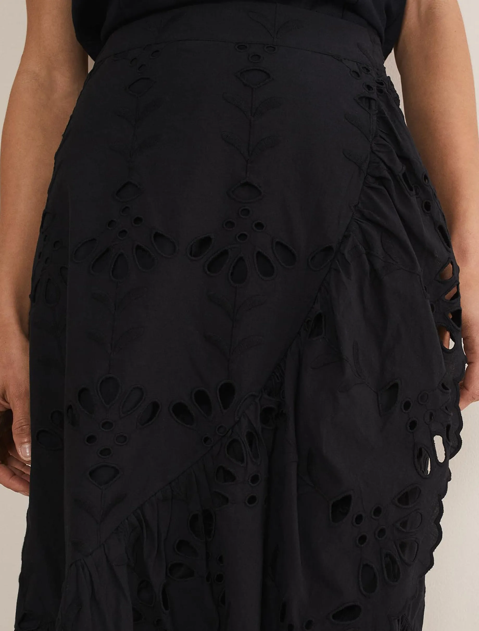Skirts^Phase Eight Broderie Wrap Maxi Skirt Black
