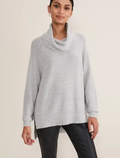 Knitwear^Phase Eight Bronte Cowl Neck Sequin Jumper Silver